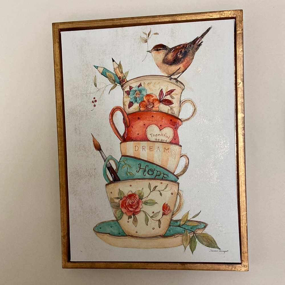 Teacup painting. Antique style.